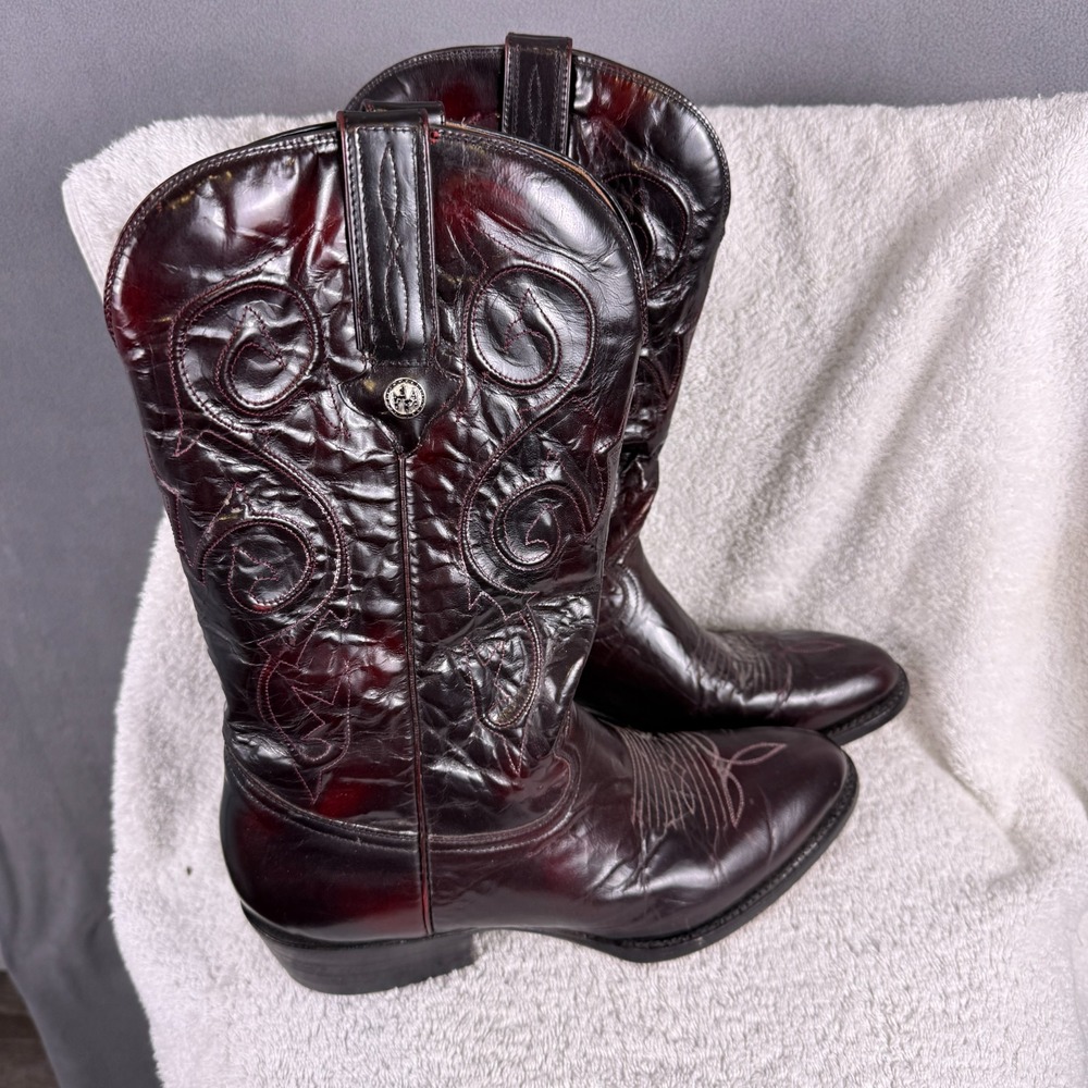 Montana Cowboy Boots Mens 10.5 D Western Black Leather Stud Made In Mexico